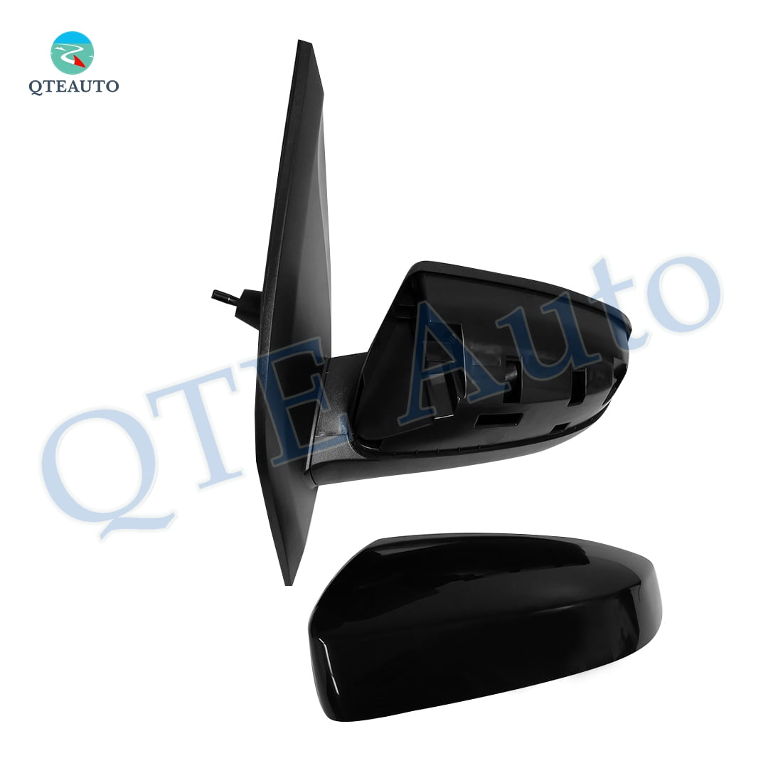 Left Driver Side Manual Remote Non-Folding W/Cover View Mirror Chrome/Flat Black Smooth For 2007-2012 Nissan Sentra