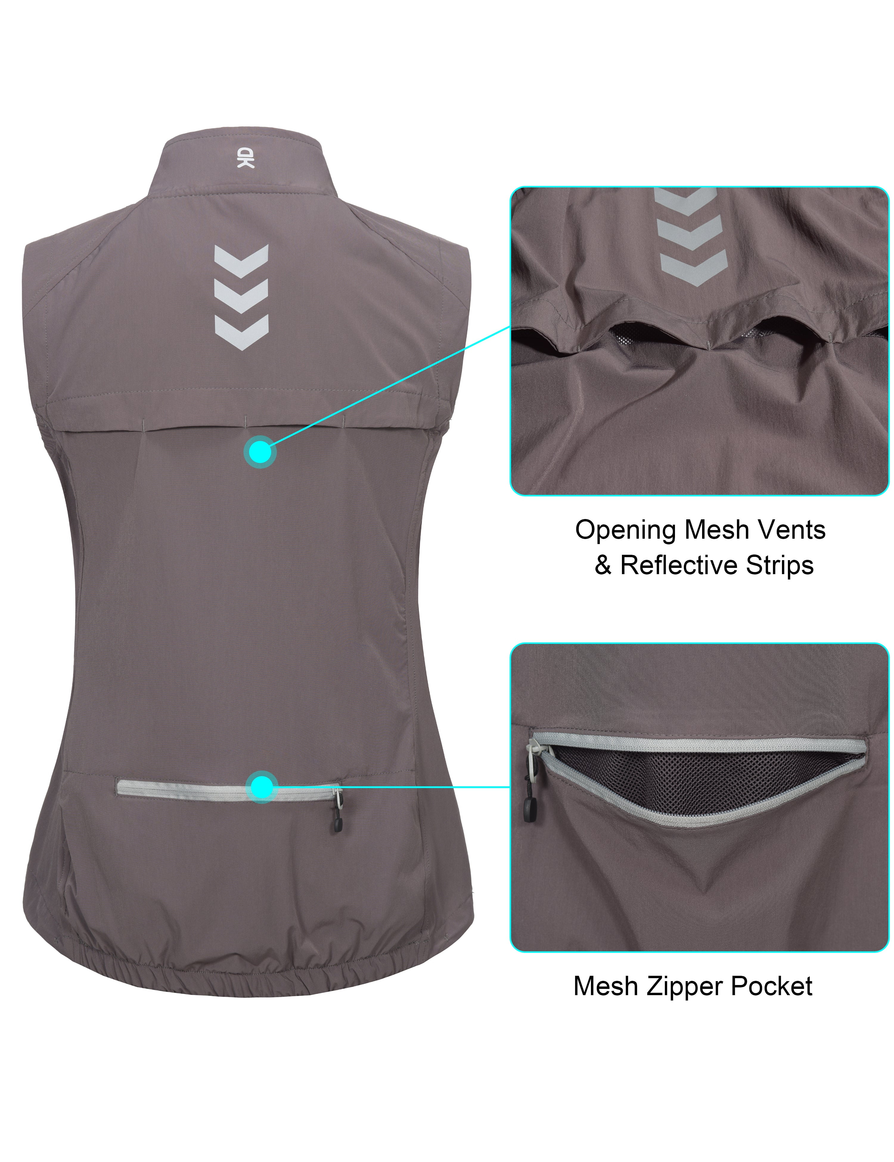 Little Donkey Andy Women's Lightweight Quick Dry Vest Summer Windproof Sleeveless Elastic Jacket for Golfing Cycling Running Size S