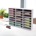 thumbnail image 2 of 24 Compartments White Desktop File Holder Stable Literature Organizer Office Mailbox for Books Magazines Files Brochures, 2 of 15