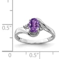 thumbnail image 2 of 925 Sterling Silver Rhodium Plated Diamond and Amethyst Oval Ring Size 9, 2 of 6