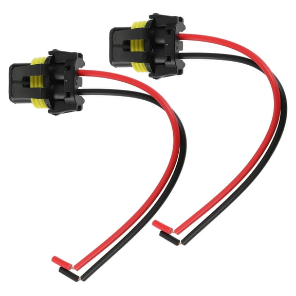 Unique Bargains 2pcs Car 9005 HB3 H10 9006 HB4 Bulb Socket Adapter Wiring Harness Plug for Headlight Fog Light Black Red