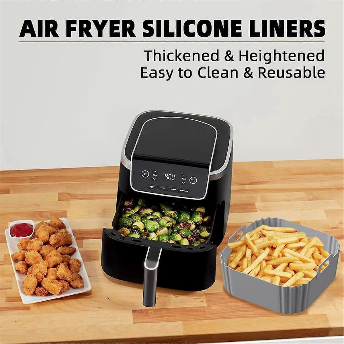2PCS Silicone Air Fryer Liners for Air Fryer Pro XL AF141 AF140 AF181 Square Air Fryer Liners Reusable Basket C