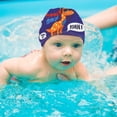 thumbnail image 2 of Kids Swim Cap with Ear Comfortable Cartoon Print Fashionable Cloth Design for Boys Girls Hot Spring Pool, 2 of 7