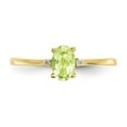 thumbnail image 4 of 10K Yellow Gold Ring Band with Stones (08) August Peridot Oval Green Diamond Round White, Size 6, 4 of 5