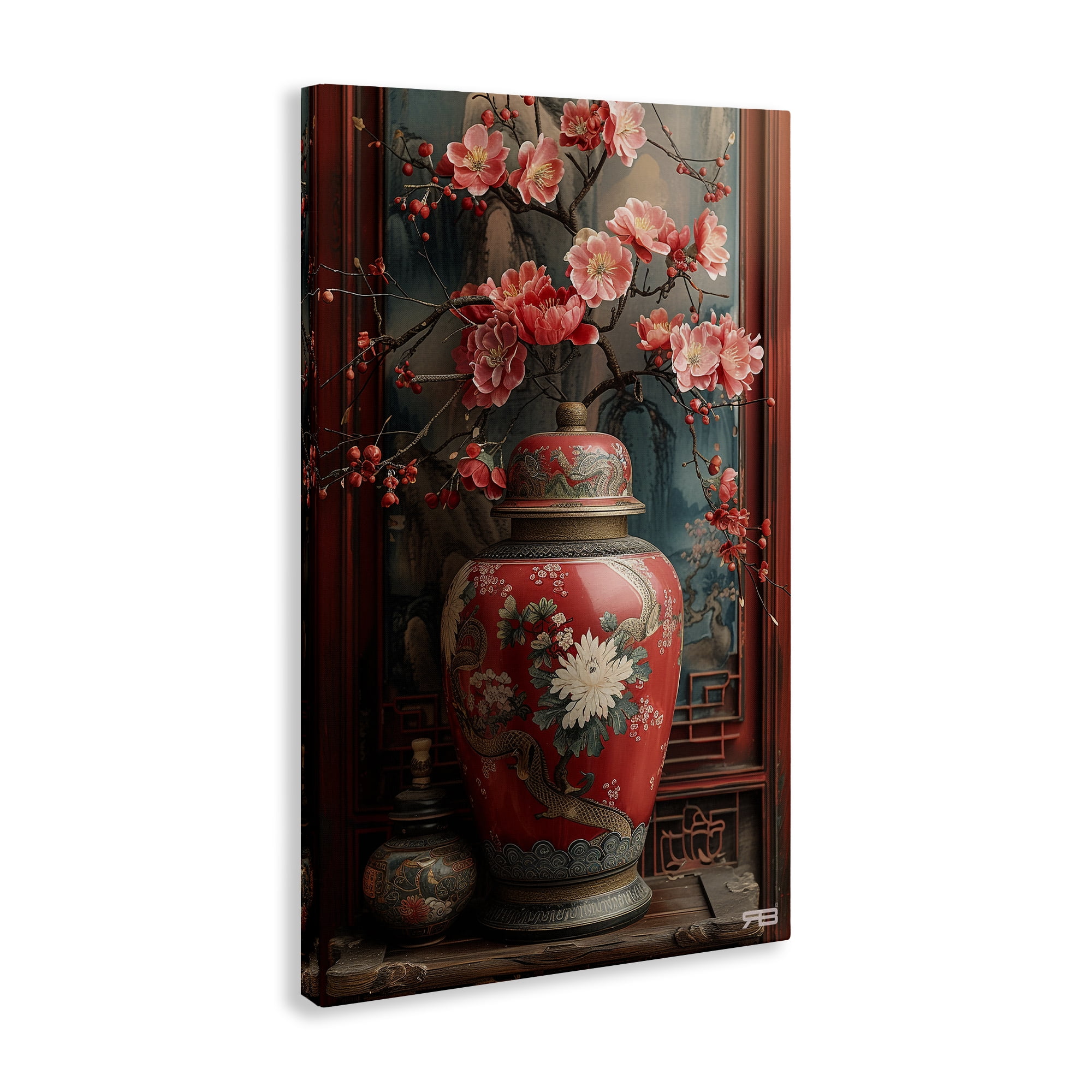 Stupell Industries Traditional Asian Vase Botanical & Floral Painting Gallery Wrapped Canvas Art Print Wall Art, 16 x 24