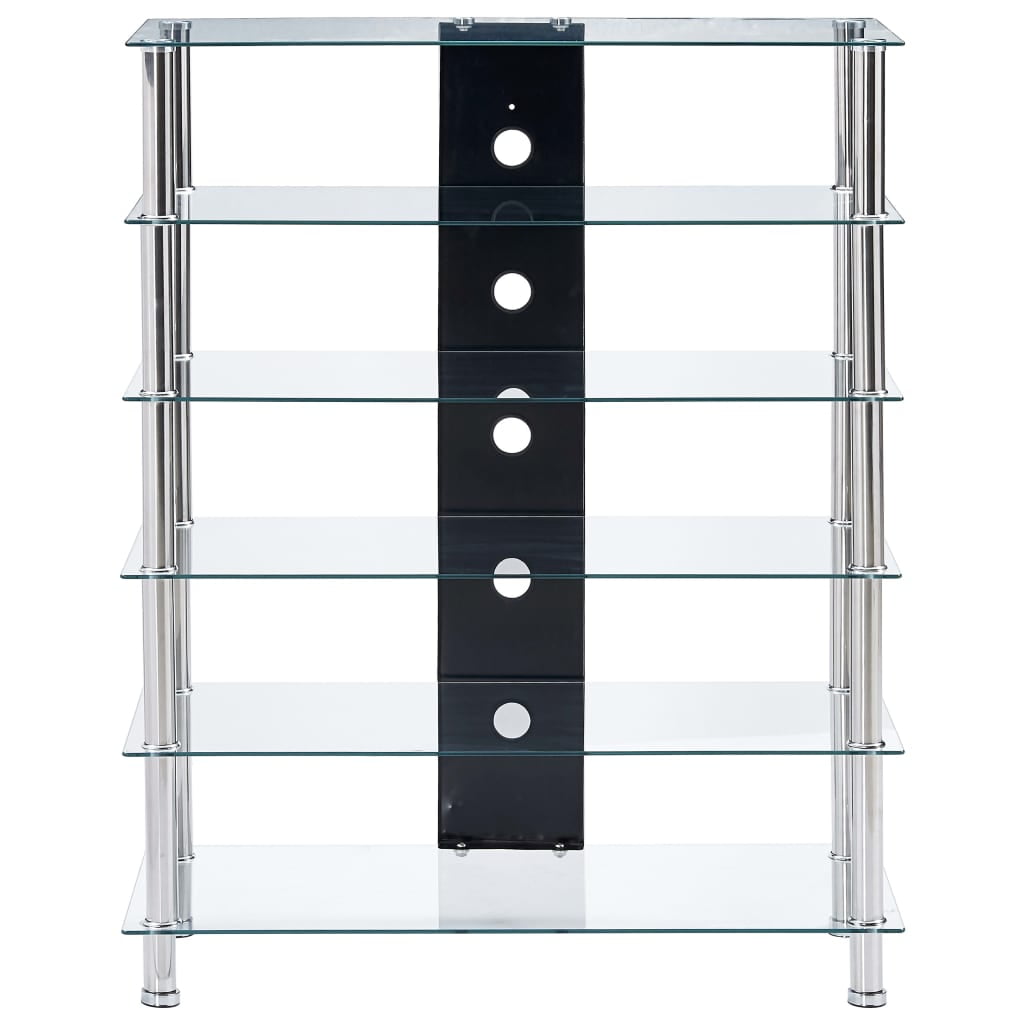Kepooman 6 Tiers Tempered Glass Tv Stand for Home, Transparent Kepooman 6 Tiers Tempered Glass Tv Stand for Home, Transparent