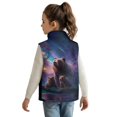 thumbnail image 2 of Xixirimido Bears Galaxy Pattern Boys Girls Fleece Vest Sleeveless Stand-up Collar Jacket with Pockets Full-Zip Fall Winter Warm Outerwear for 7-8Y, 2 of 6