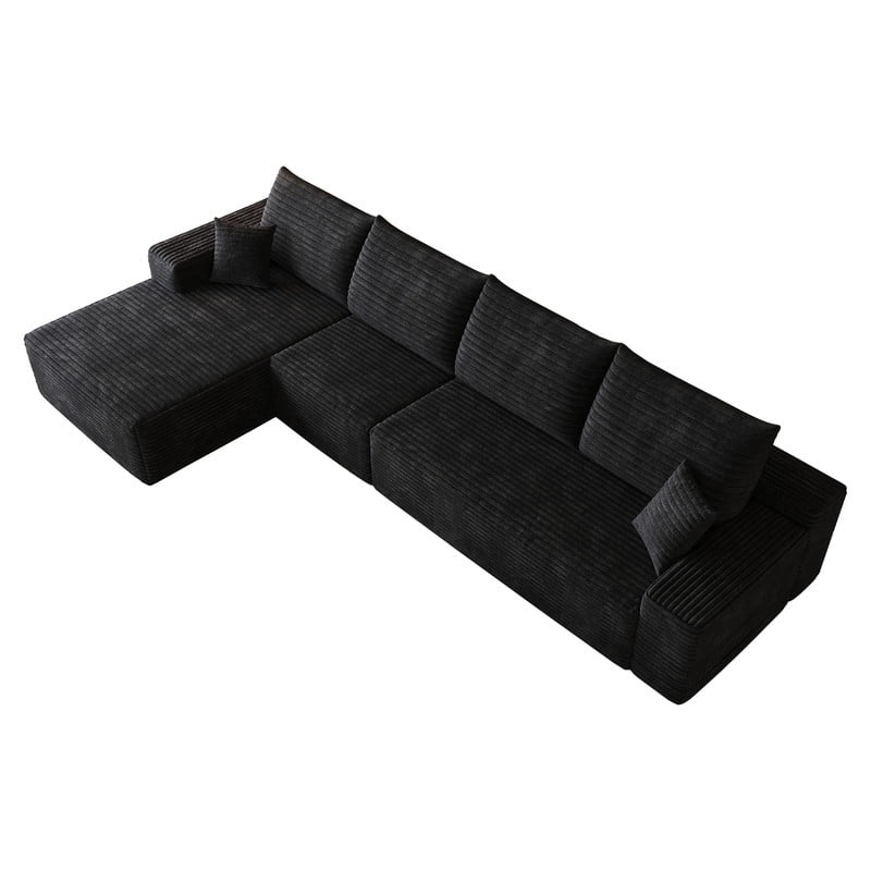 135" Cloud Sectional Sofa with Left Facing Chaise, Modern Modular Deep Seat Couch, Plush Corduroy Upholstered Sofa for Living Room, Bedroom, Apartment, No Assembly Required