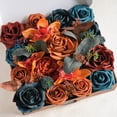 thumbnail image 3 of Teal & Burnt Orange Artificial Flowers Box Set for Wedding, Christmas, Halloween, Holiday Parties, Bouquets, Boutonnieres, Table Decor & Celebrations, 3 of 6