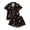 C35 Black, variant on Curuila Toddler Girls Halloween Pajamas Set Short Sleeve Hallowmas Cartoon Print Lapel Button Down Pjs Tops With Shorts For Party Fashionable Homewear Black Size 3-4 Years