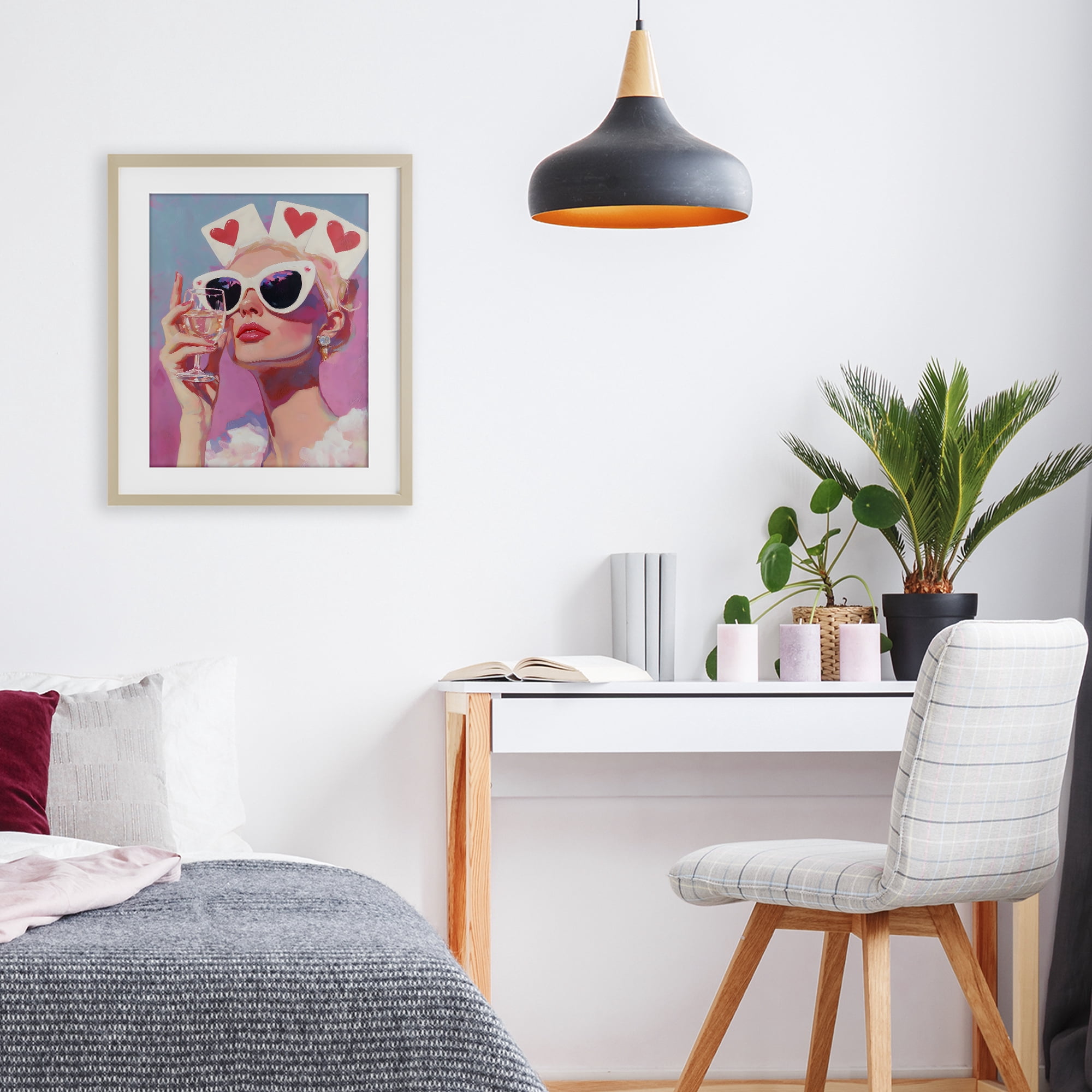 Stupell Industries Queen of Hearts Retro Glam Birch Framed Print Under Glass, design by The Prints Vibe