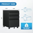 thumbnail image 3 of Fesbos 3 Drawer Mobile File Cabinet with Lock, Metal Rolling Filing Cabinets for Home Office, Fits Letter/Legal/A4 Size Files, Black, Assembly Required, 3 of 8