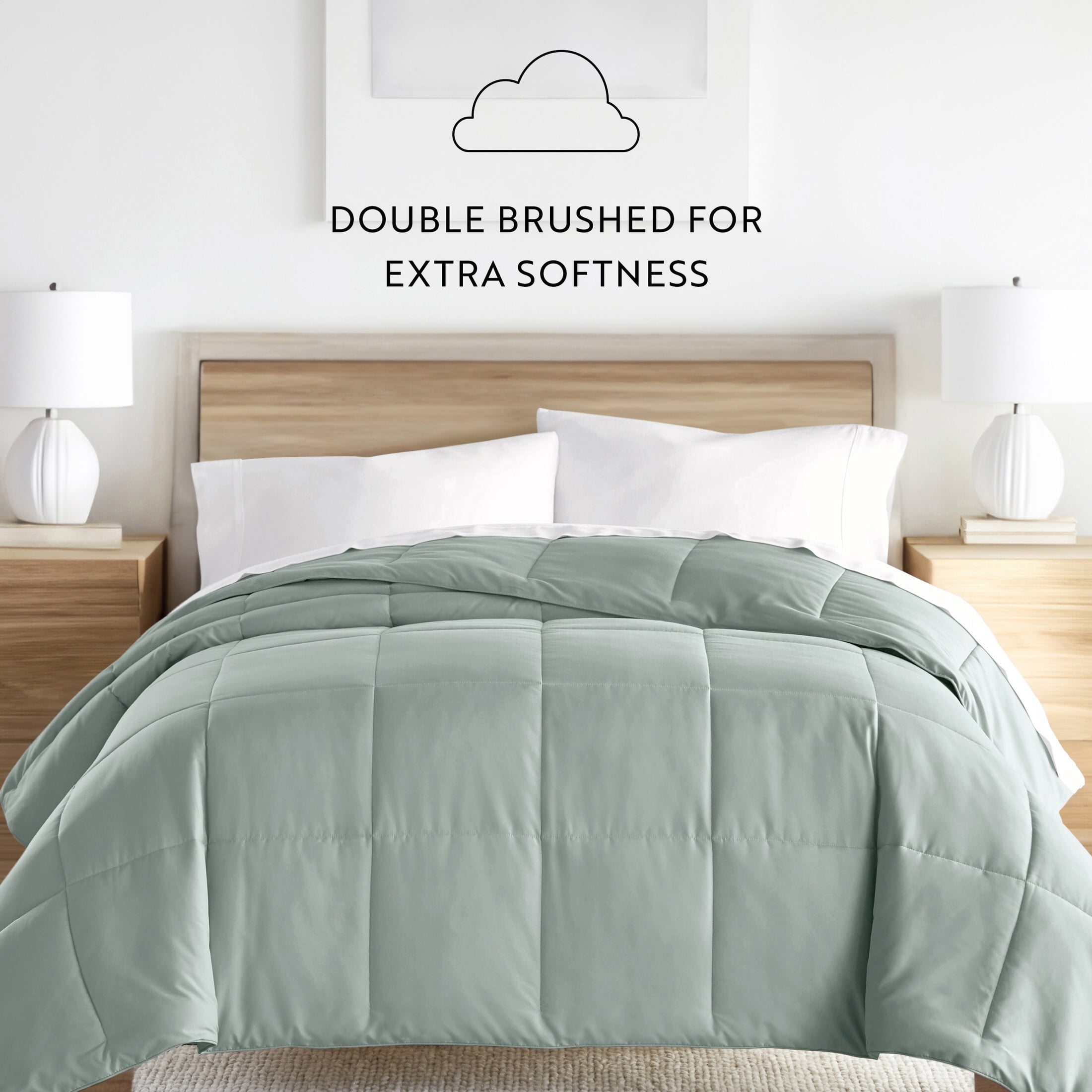 Noble Linens Eucalyptus All Season Lightweight Down-Alternative Solid Comforter, Full/Queen