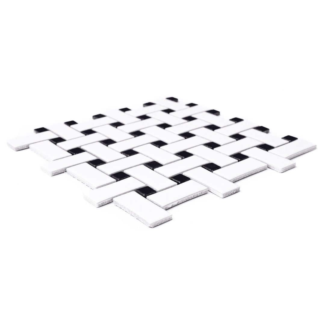 The Tile Life Ada Black & White Porcelain Basketweave Mosaic Floor & Wall Tile, 12 x 12 in, 20-Piece