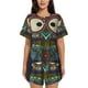 thumbnail image 1 of Fotbe Boho Owl Conjunto de Pijama Estampado para Mujer, 2 Piezas, Ropa de Dormir con Camiseta de Manga Corta y Shorts Suaves-Large, 1 of 6