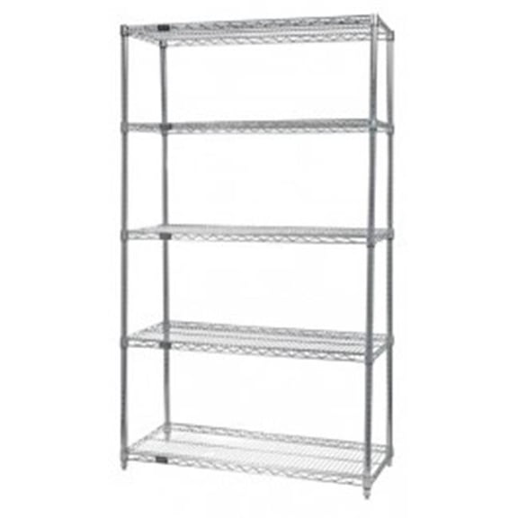 Quantum Storage WR74-3060S-5 Stainless Steel 5 Shelf Wire Shelving Unit - 30 x 60 x 74 in.