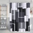 thumbnail image 3 of Gray Shower Curtain Set Grey Shower Curtain for Bathroom Slub Fabric Modern Gray Shower Curtain Geometric Bath Curtains Decorative Gray Shower Curtain Set with Hooks Water Repellent, 72x72, Dark Grey, 3 of 6