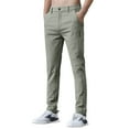 thumbnail image 2 of YMNXA Men's Casual Pants Elastic Waist Solid Color Comfortable Lightweight Slim Fit Trousers With Pockets For Daily Wear And Outdoor Activities,Light Green,34, 2 of 5