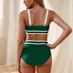 thumbnail image 3 of Conjunto de bikini con cuello en U y espalda descubierta ajustable para mujer, traje de baño de poliéster con bloques de color, 3 of 7