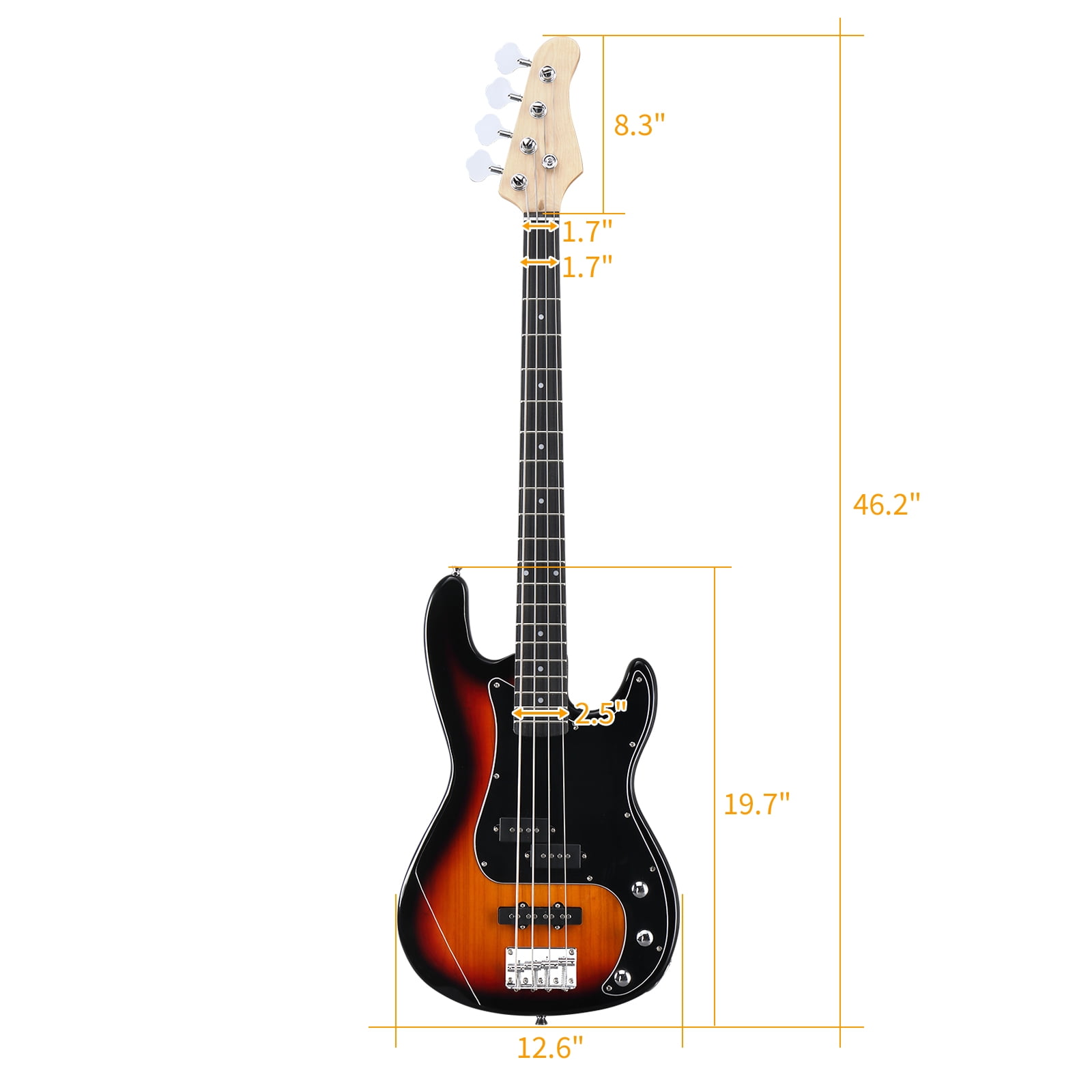 Ktaxon 46in Full-Size Electric Bass Guitar with 20W Amp Kit, for Beginners & Musicians, Brown