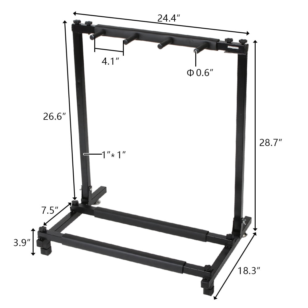 3 Multi Guitar Stand Rack with Folding Design , Guitar Display Holder with  Neoprene Rubber Tubing Protection, Portable Guitar Holder for Guitar, Bass, Black