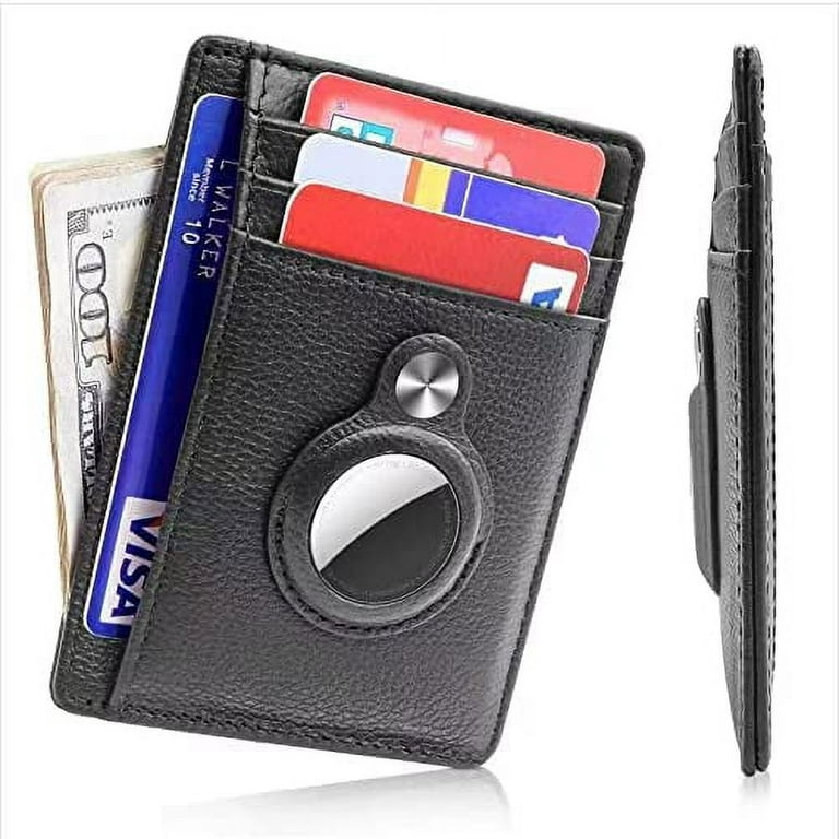 Apple AirTag Wallet, Minimalist Pocket-Sized Genuine Leather Credit Card  Holder with RFID Technology, Slim Money Clip and Smart Wallet for Men