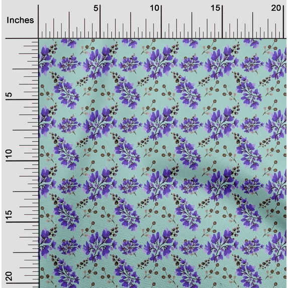 oneOone Polyester Spandex Violet Fabric Florals Craft Projects Decor Fabric Printed By The Yard 56 Inch Wide-OA6