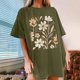 thumbnail image 2 of Faldas Cortas para Mujeres, Impresión de Flores Casual Oversized Camiseta de Manga Corta Top Hecho de 95% Poliéster 5% Spandex para Primavera Verano, Falda Corta de Verano, 2 of 7