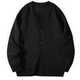 thumbnail image 2 of XUNKUSGA Cardigan Sweaters for Men Solid Color Fleece Cardigan Sweater Loose Chunky Warm Fall Sweater Lightweight Button Down Long Sleeve V Neck Fall Outerwear M-4XL Black, 2 of 3