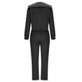 thumbnail image 5 of STETMN Women's Plain 2 Piece Tracksuit Full Zip Lapel Jacket Drawstring Split Sweatpant Lounge Sets, 5 of 6