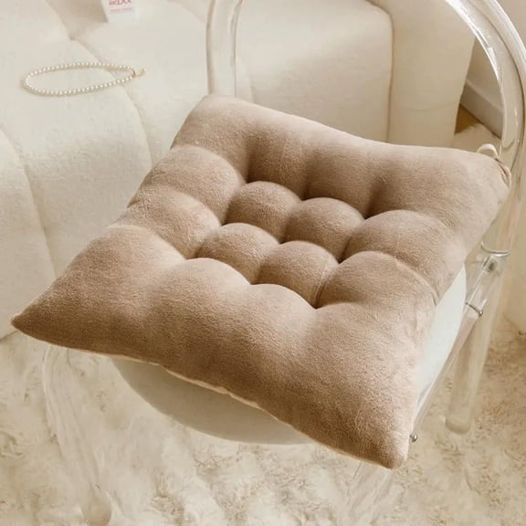 Four-Season Plush Cotton Linen Chair Cushion, Office Classroom Student Seat Pad, Long Sitting Comfort Tush Cushion for Home Stool Desk