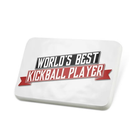 Porcelein Pin Worlds Best Kickball Player Lapel Badge –