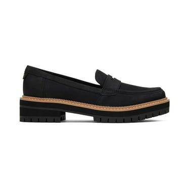 Toms Womens, Cara Loafer, Black Leather, Size 9.5