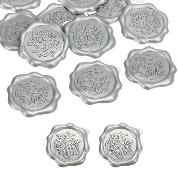 Wax Seal Stickers, 12 Pcs Embossed Self Adhesive for You Sticker for Envelope Letter Wedding Invitation Card Birthday Party Gift Wrap, Silver