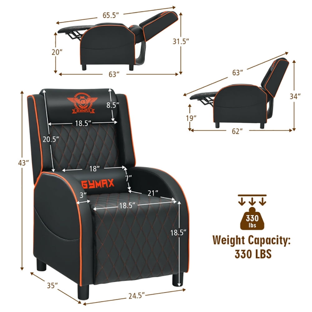 Finihen Massage Recliner Chair, Massage Gaming Recliner Chair with Headrest and Adjustable Backrest, for Home Theater, Orange Finihen Massage Recliner Chair, Massage Gaming Recliner Chair with Headrest and Adjustable Backrest, for Home Theater, Orange