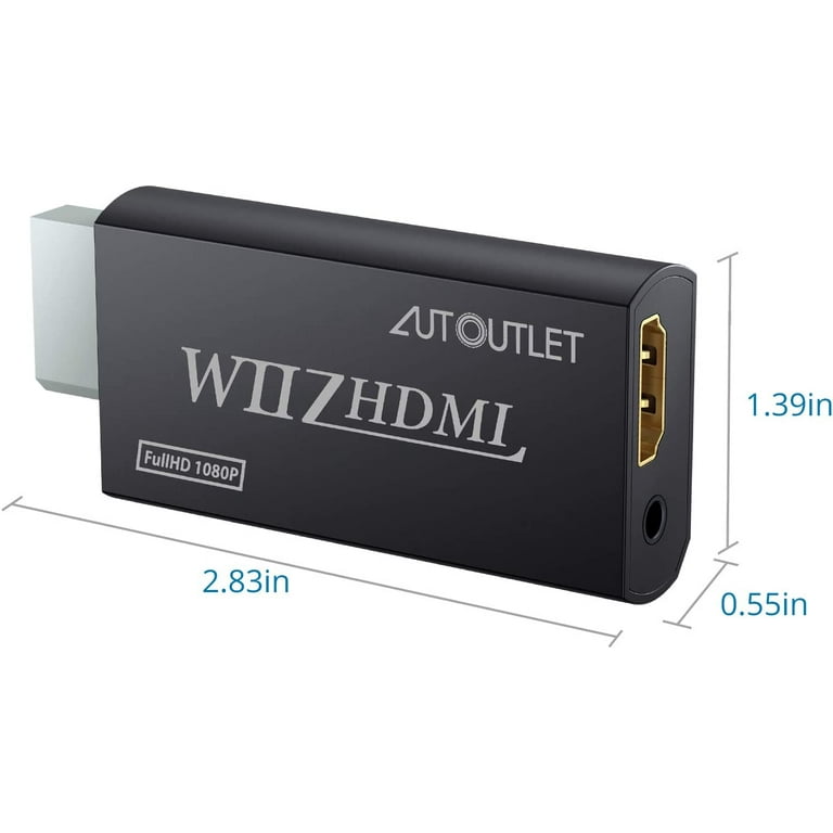 Great Choice Products GCP-5473268 Portable Wii To Hdmi Wii2Hdmi Full Hd  Converter Audio Output Adapter Tv Black