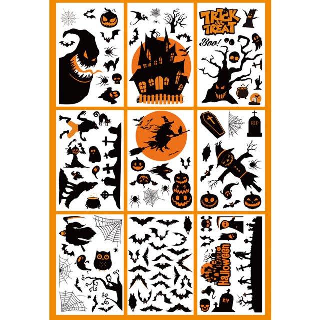 Decoraciones de Halloween Pegatinas para ventanas, pegatinas para ventanas de Halloween en interiores, suministros para fiestas en la escuela, la oficina y el hogar