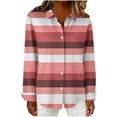 thumbnail image 6 of QQAMB Dressy Gradient Lapel Blouse for Women Plus Size Long Sleeve Button Down Shirts Loose Business Casual Striped Tunic Tops, 6 of 6