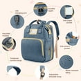 thumbnail image 7 of Diaper Bag Backpack, Multifunctional Baby Changing Bag with Foldable Crib & Insulated Milk Bottle Pocket, Large Capacity Travel Backpack with USB Charging Port & Stroller Strap (Dark Blue)), 7 of 7