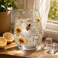 thumbnail image 6 of Bee Garden Morning Bliss Glass Tea Cup, Embossed Bee Sunflower Clear Glass Mug, Decorative Tea and Coffee Cups with Gold Rim for Hot and Cold Drinks, Unique Gift for Plant & Nature Lovers, 6 of 8