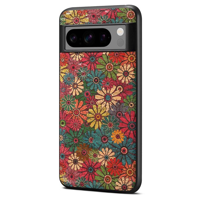 For Google Pixel 6 Pro 5G Flower Phone Case Leather+PC+TPU Shockproof Cover - Winter / Blue