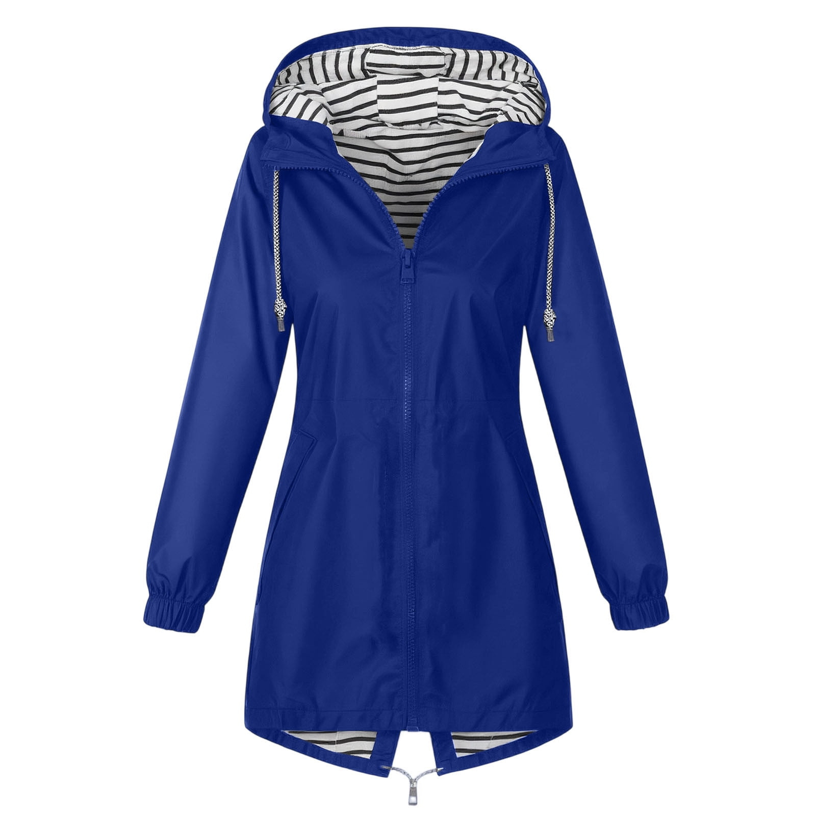 Horkkom Plus Size Rain Jackets for Women with Hood Pockets Drawstring Rain Coats Outdoor Waterproof Zip Up Hoodie XL, Gifts for Women