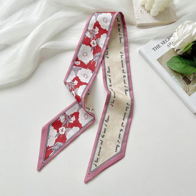 Pañuelo de seda pequeño y largo verde para mujer, lazo fino y angosto para el cabello, lazo para bolso, decoración, cinta de regalo