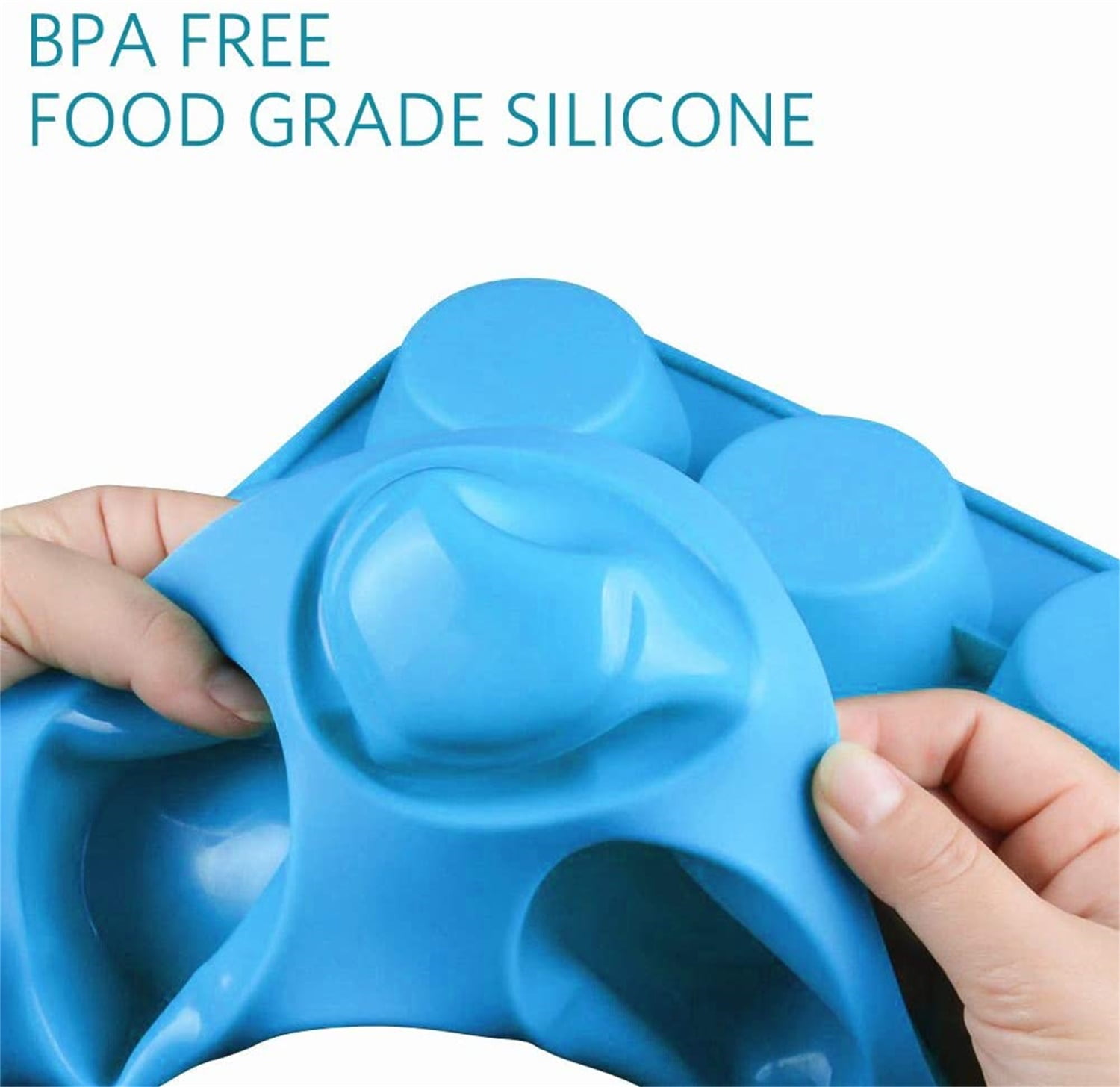 Kepooman Mini 24 Cups Non-Stick Silicone Mold for Baking, Blue Kepooman Mini 24 Cups Non-Stick Silicone Mold for Baking, Blue