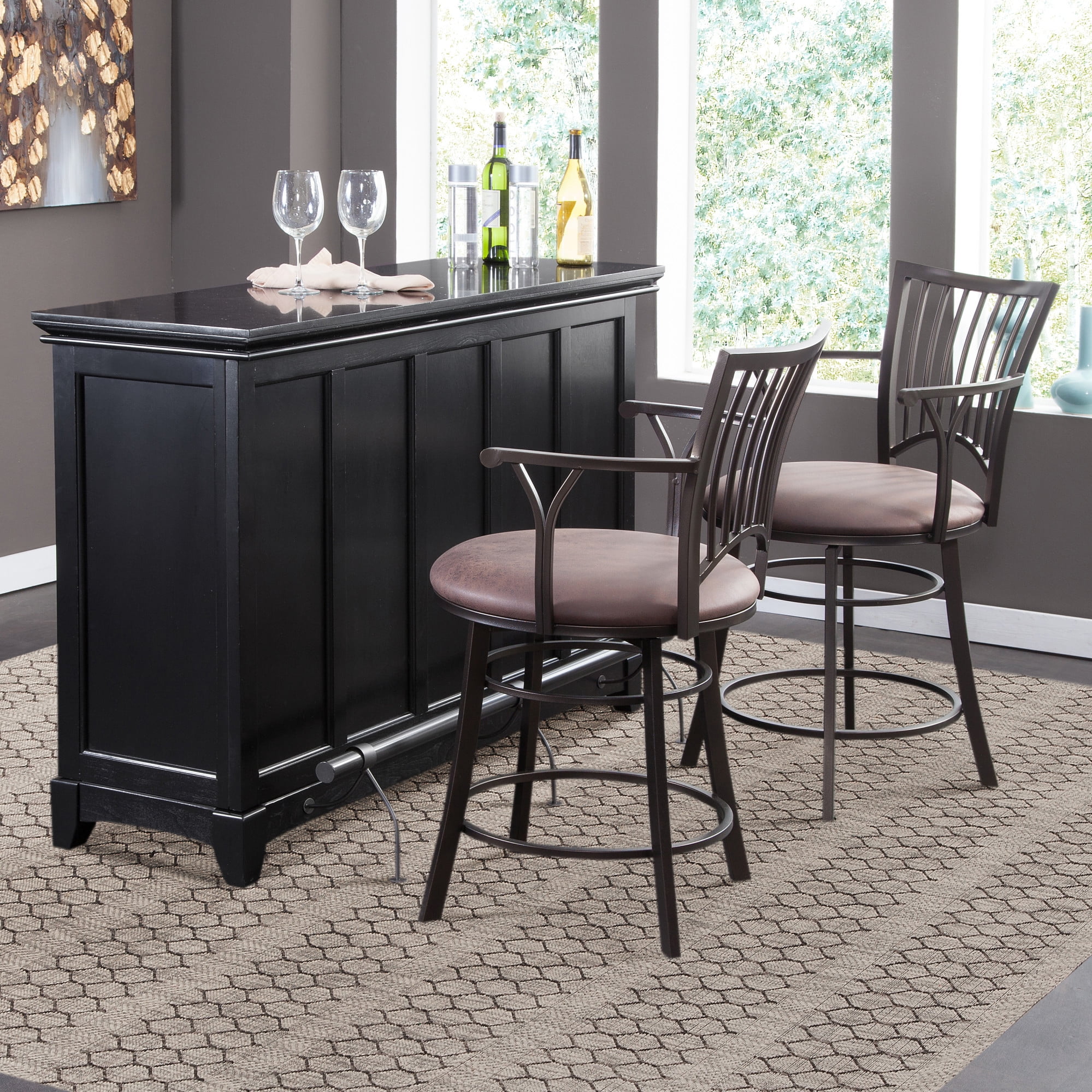 Steve Silver Garcia Modern Home Bar Cabinet Counter Height, Black
