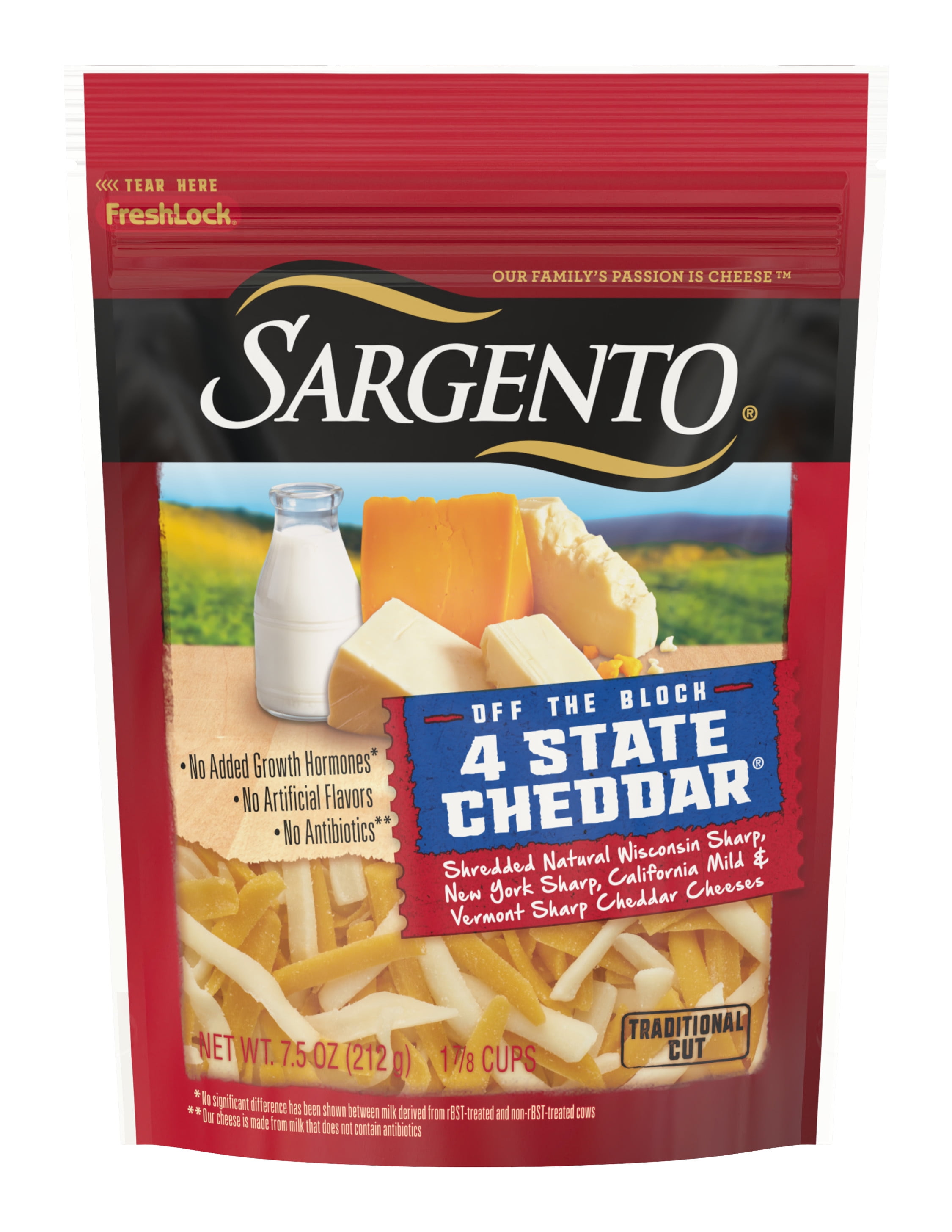 Sargento® Shredded 4 State Natural Cheddar Cheese, 7.5 oz. Package