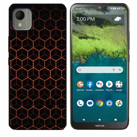 Phone Case for Nokia C110 (N156DL), Flexible TPU Case Gel Cover (Black Honeycomb)