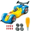Take Apart F1 Yellow Race Car Toy Kit - Creative Learning, Hands-on Construction, and Motor Skill Development Toy Set for Preschoolers - 24 Take-A-Part Pieces, Hand Tool Drill, Lights and Sounds