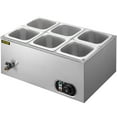 thumbnail image 3 of VEVOR 110V 6-Pan Bain Marie Food Warmer, 12.6 Qt Commercial Stainless Steel Steam Table, 1500W, 6-Inch Deep with Temperature Control (86-185°F), Includes Lids & 2 Ladles, 3 of 12