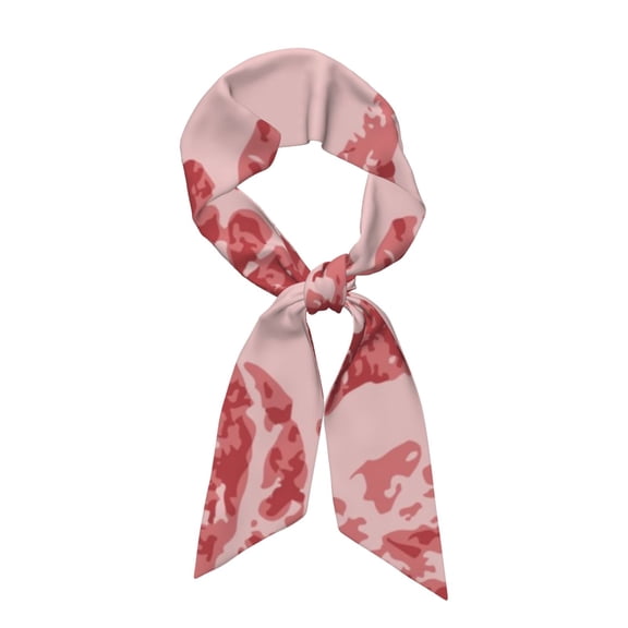 Easygdp Red Meat Neck Scarf Printed Scarves Head for Women'S Fashion Satin Scarfs For Bag Hair for Dating, Travel